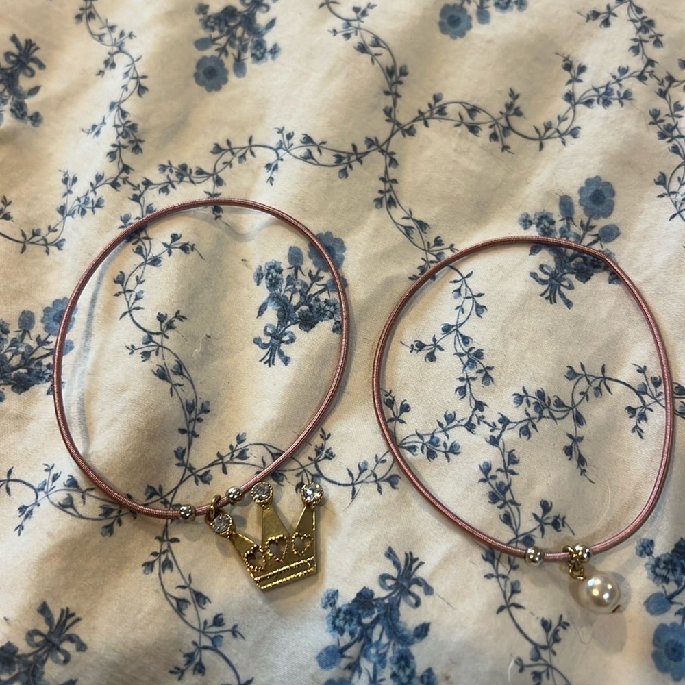 Betsey Johnson Pink Charm Bracelet Set | Crown & Pearl